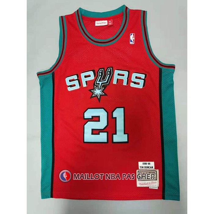 Maillot San Antonio Spurs Tim Duncan NO 21 Mitchell & Ness 1998-99 Rosa